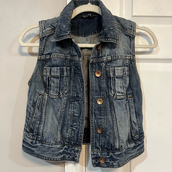 Express Dark Blue Denim Vest - Picture 1 of 5
